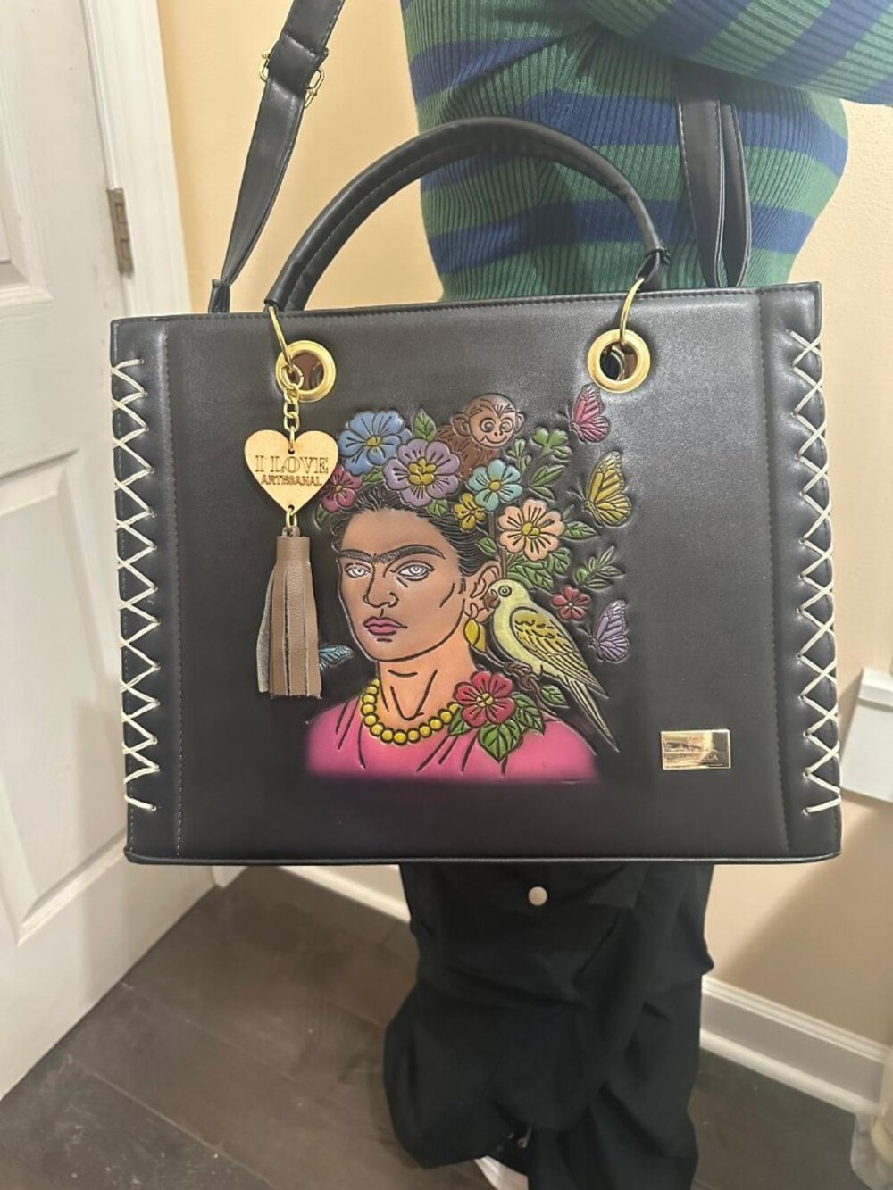 New Frida Kahlo Inspired Handbag Tote Crossbody Bag w/ Matching Cosmetic Bag NWT